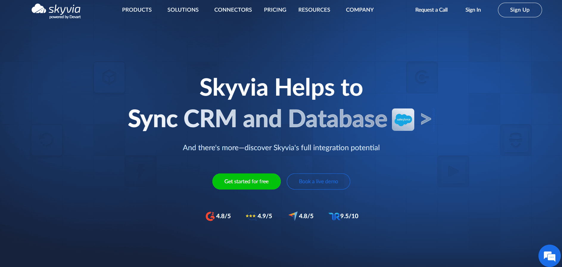 Skyvia homepage screenshot